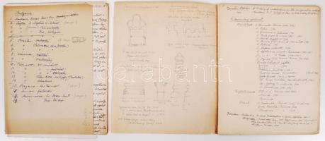 cca 1924 Réh (Révhelyi) Elemér művészettörténész, műemlékvédelmi szakember: Bizánci építészet a Balkánon kézzel írt jegyzet sok rajzzal. 40 oldal