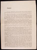 1940 A Rongyos Gárda tiltakozó röplapja a nyilasok által benyújtott nemzetiségi törvényjavaslat ellen, mely széles autonómiát adott volna a magyarországi népcsoportoknak