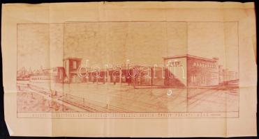 1931 Az 1933-ban megnyitott kerepesi úti ügető (BÜE) a kantinépületet mutató tervrajza (a tervező: ifj. Paulheim Ferenc) /  1931 Plan of the Budapest Trotting Race Tracks 90x50 cm