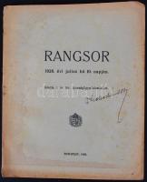 1926 Rangsor: Az igazságügyi dolgozók, bírák ügyészek rangsora. Kiadja a M. kir. Igazságügyminisztérium 202p.