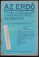 1941 Az erdő A Magyar Erdészeti és Vadászati Műszaki Segédszemélyzet Országos Egyesülete hivatalos lapja 10. szám