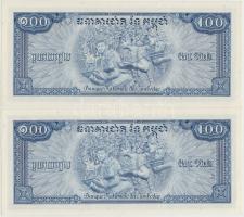 Kambodzsa 1972. 100R (2x) egymás utáni sorszámmal T:I Cambodia 1972. 100 Riels (2x) sequential serials C:UNC