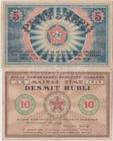 Lettország/Riga szovjet munkásküldöttek kiadása 1919. 5R piros-kék + 10R T:III Latvia/Rigas workers deputies Soviet 1919. 5 Rubli red-blue + 10 Rubli C:F