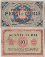 Lettország/Riga szovjet munkásküldöttek kiadása 1919. 5R piros-kék + 10R T:III
Latvia/Riga's wo...