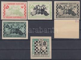 1927 Nemzetközi sakkverseny Kecskeméten + 1913 Debreceni sakkverseny Rampacher Pál, összesen 6 db levélzáró "RA" hátoldali szignóval