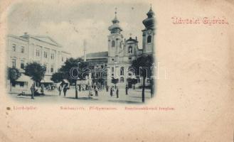 1899 Győr Széchenyi tér, Lloyd épület, Főgimnázium, Benedek-rendi templom (EK)