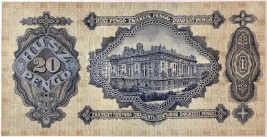 1930. 20P T:az egész bankjegy használatlan szép, a porté mellett a papír 1,5cm hosszan szakadt, kis ...