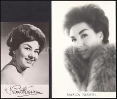 cca 1960-1970 Németh Marica (1897-1967) operaénekes 2db, kfl méretű portréja (az egyik aláírás-reprodukcióval)