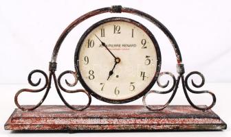Jean Pierre Renard replica kandalló óra, antikolt fém, működik, 23×40 cm