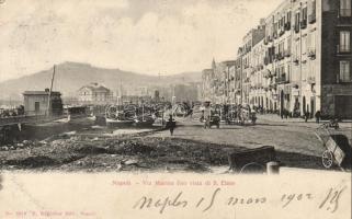 Naples, Napoli; Via Marina con vista di S. Elmo / street (EK)