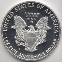 Amerikai Egyesült Államok 1988S 1$ Liberty Ag (31.103g/0.999/40.6mm) tanúsítvánnyal, eredeti dísztokban T:PP USA 1988S 1 Dollar Liberty Ag (31.103g/0.999/40.6mm) with certificate, in original case C:PP