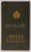 1939, Útlevél, vízumpecsétekkel és bejegyzésekkel, 9,5x16cm