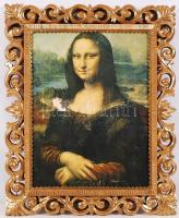 Egyedi készítésű faragott, aranyozott hársfakeret, sérült Mona Lisa nyomattal, hibátlan állapotú, belső: 37x28cm, teljes méret: 51x41,5 /  &lt;br/&gt;Hand crafted frame with Mona Lisa reproduction