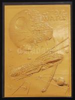 Star Wars Millenium Falcon 23 karátos arannyal bevont emlékkártya plasztiktokban / Memorial card plated with gold 10x8 cm