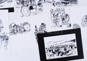 Joachim Gast jelzéssel: 8 db számozott nyomat épületekről, 28×21 cm