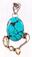 Ezüst Ag. függő citrinkő és türkiz díszítéssel. / Silver pendant with citrin and turqoise 9,3g