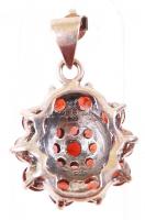 Ezüst függő, három sorba rendezett (10+8+1) gránátköves díszítéssel / Silverpendant with grenade sto...