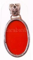 Ezüst (Ag) függő, ovális korall díszítéssel / Silver pendant with oval coral 10,1g