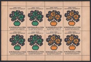 1912 Virágkiállítás az Iparművészeti Múzeumban. Bp., 1912. november 9-14. 2 db klf. színű 2x4-es kisív.