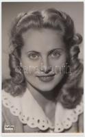 cca 1940-1944 Inkey Tibor vintage fotója Bárczy Kató színésznőről, hátoldalán a modell aláírásával, 23x14cm