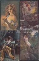 8 db régi erotikus és hölgy témájú motívumlap / 8 old motive cards, ladies and erotic postcards