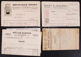 1934-1942 Díszes számlák, 4 db, jó állapotban.