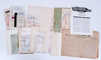 Cca 1900-1960 Egy doboz irat, papír, újság, kártya, térkép, számlák, nyilas plakát, fényképek stb., ...