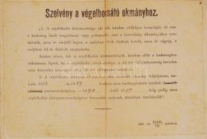 1887 Honvéd végelbocsátó okmány