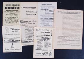 1945-1948 Választási röplapok (Nemzeti Parasztpárt, Keresztény Női Tábor stb.), 7 db. Klf. állapotban, szakadásokkal.