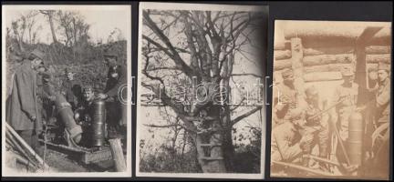 cca 1916 3 db I. világháborús fotó egyiken Szász Ágoston alezredes, nehéz aknavető, tüzérségi megfigyelő / 3 World War I. photos