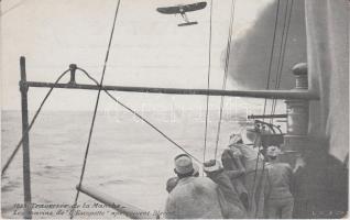Blériot crossing the La Manche with his aeroplane LEscopette (EK)