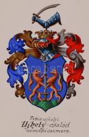 Címer hitelesítő bizonyítvány szöveg nélkül, kézzel festett címerrel