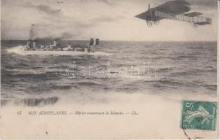 Blériot crossing the La Manche with his aeroplane (b)
