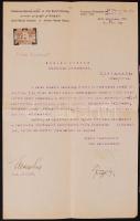 1920 A Zsidó Nemzeti Szövetség köszönőlevele, Temesvár fejléces papíron a szövetség bélyegével + Az ...
