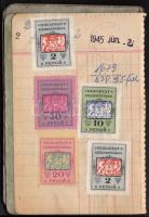 1945 Budapesti illetékbélyegek kis füzetbe ragasztva