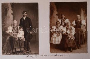 42 db érdekes fotót tartalmazó félbőr fotóalbum, benne festményekről, magyar és külföldi épületekről...