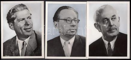 1956-1957 Az első Kádár kormány tagjainak portréfotói, 9x12 cm-es méretben, 3 nem azonosított