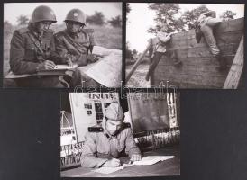 ca 1950-1955 Ék Sándor 3 db 13x18 cm-es  vintage fotója a néphadsereg katonáinak hadgyakorlatáról; a szerző hagyatékából