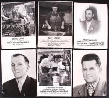 cca 1950-1955 Tiszavölgyi József 7 db vintage portréfotója, kitüntetett munkásokról; sztahanovistákról, pecséttel jelzett, feliratozott; 24x18 cm
