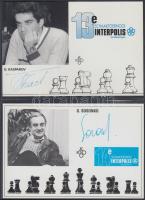 Schaaktoernooi Interpolis / chess tournament - 10 unused cards with chess players, from different years, printed signatures