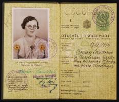 1939, Útlevél, vízumpecsétekkel és bejegyzésekkel,