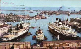 Genova port, steamships