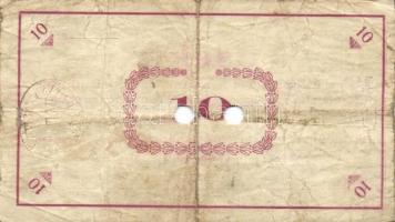 Pápa 1919. május 8. "Pápai csekk" 10K (5x) + 20K (5x) + 50K mind lyukasztással érvénytelen...