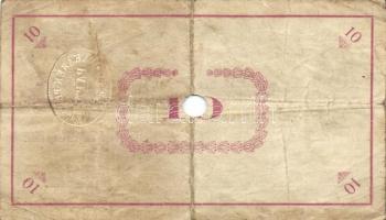 Pápa 1919. május 8. "Pápai csekk" 10K (5x) + 20K (5x) + 50K mind lyukasztással érvénytelen...