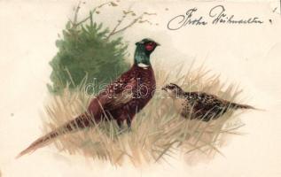 Pheasants, Meissner & Buch artist signed litho (b)