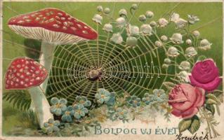 New Year, decorated greeting card, Emb. litho (b)