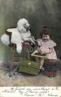 Dog with girl (small tear)