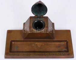Art deco asztali tinta és írószertartó, "Központi Királyi Járásbíróság" felirattal, réz, j...