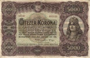 1920. 5000K barna sorozat- és sorszám T:III