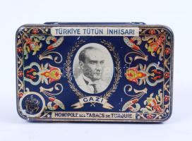 Gazi  török fém cigarettás dobozka /  Turkish cigarette box, 7x8,5cm